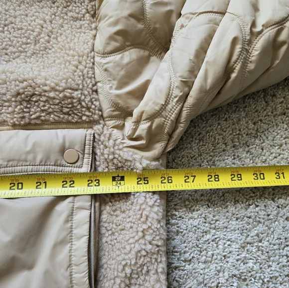 Athleta Fleece Hybrid Jacket Womens XL Tan Cropped - Picture 11 of 12